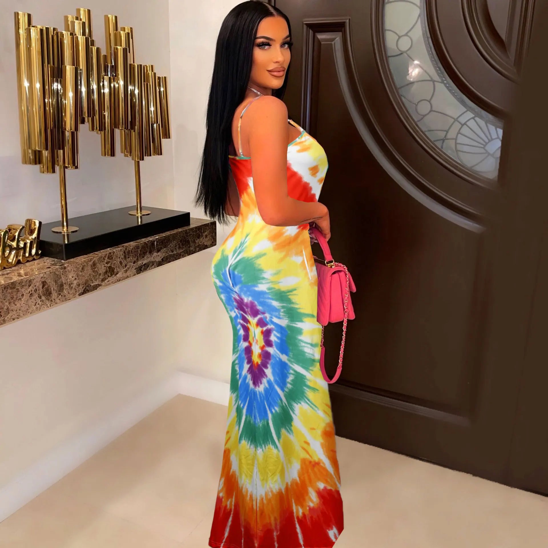 Elegant Sleeveless Tie-Dye Long Maxi Dress for Women - Dera