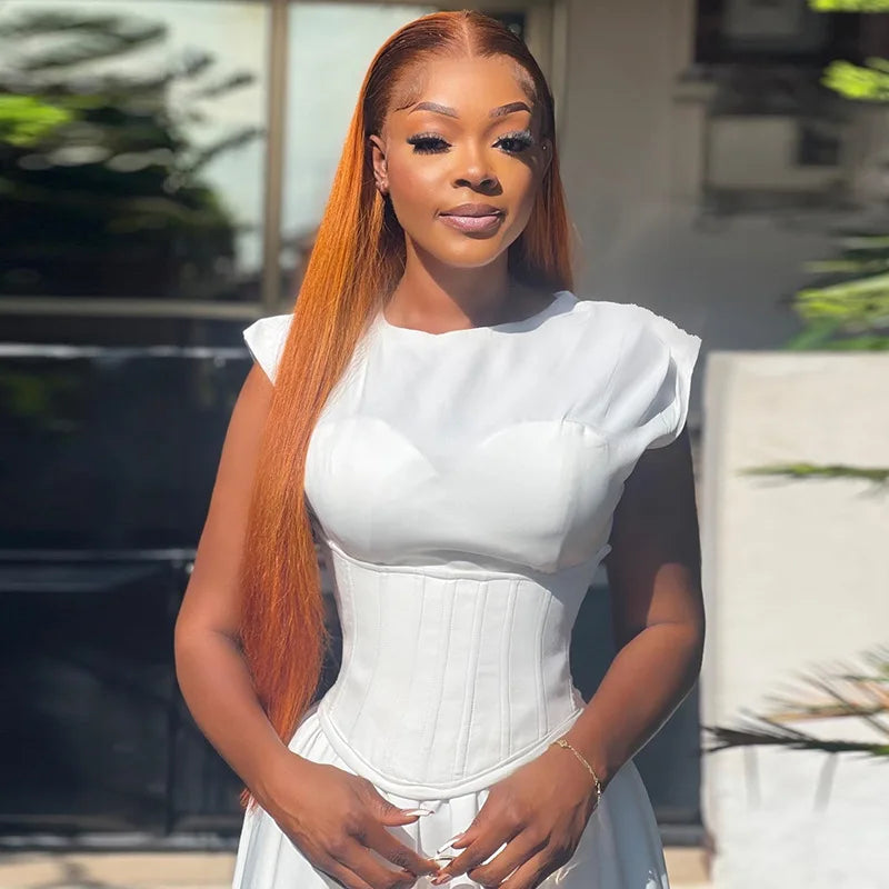 Chic Midi Dress for Women - High Waisted A-Line Skirt with Cinched Waist for Casual Gatherings and Parties