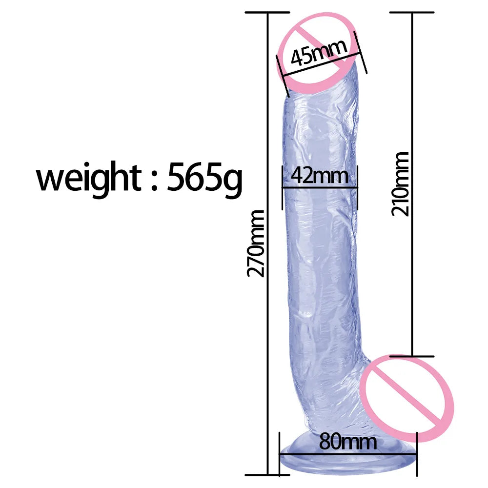 Realistic Silicone Dildo Body Safe G Spot Stimulator with Strong Suction Cup - 10 Inch 