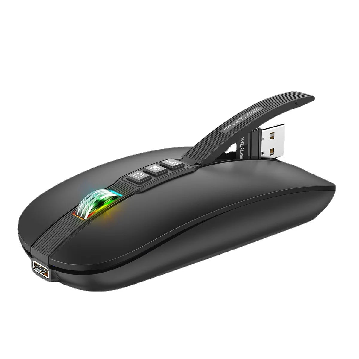 M113 Dual Mode Silent Mouse - 2.4G Wireless & Bluetooth, 2400 DPI, Quick Mute and Desktop Return Button, Rechargeable Ultra Thin Design