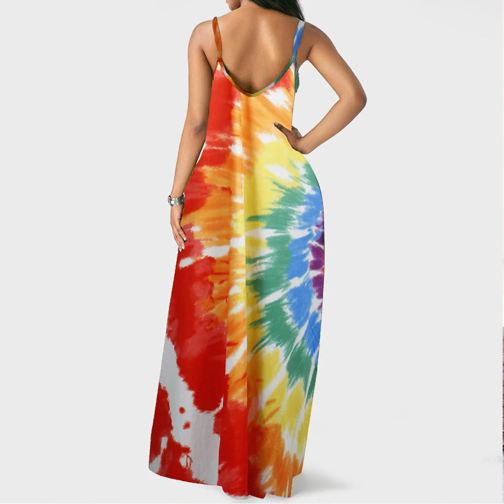 Elegant Sleeveless Tie-Dye Long Maxi Dress for Women - Dera
