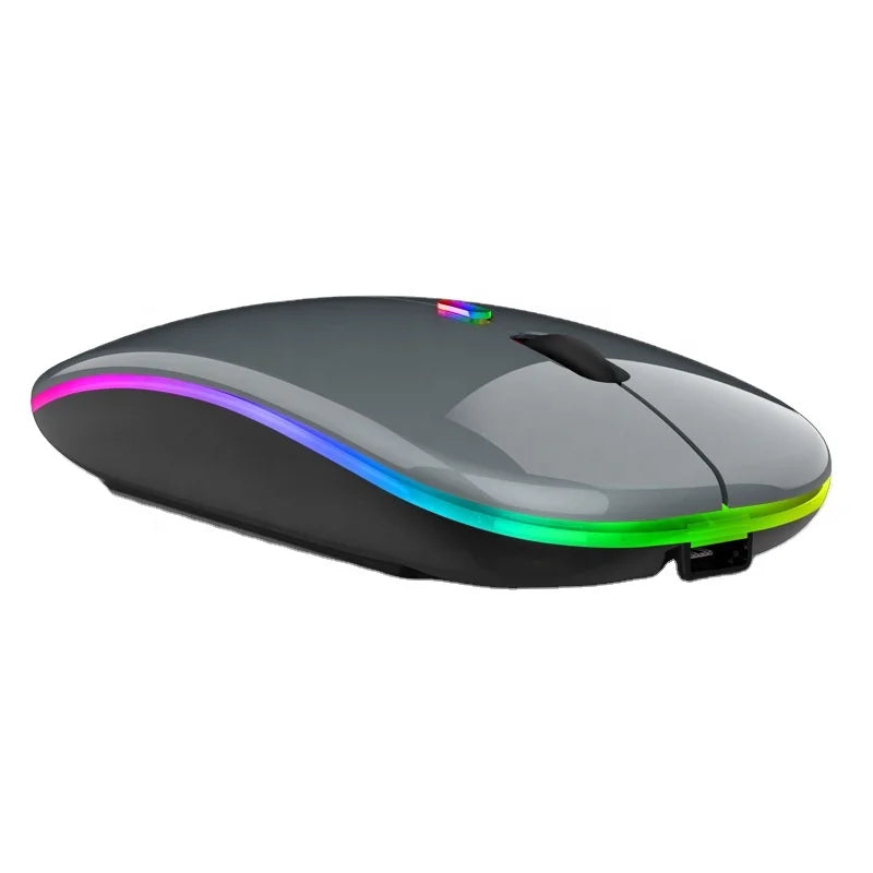 Wireless Bluetooth 2-in-1 Dual Mode Ergonomic Optical Mouse - Portable Rechargeable with USB Interface and Programmable Features for Laptops
