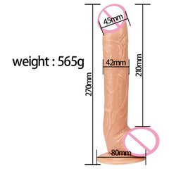 Realistic Silicone Dildo Body Safe G Spot Stimulator with Strong Suction Cup - 10 Inch 