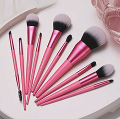 10 Pcs Wholesale Gorgeous Pink Makeup Brush Set Professional Vegan Brushes Kit Synthetic Hair Custom Private Label Services