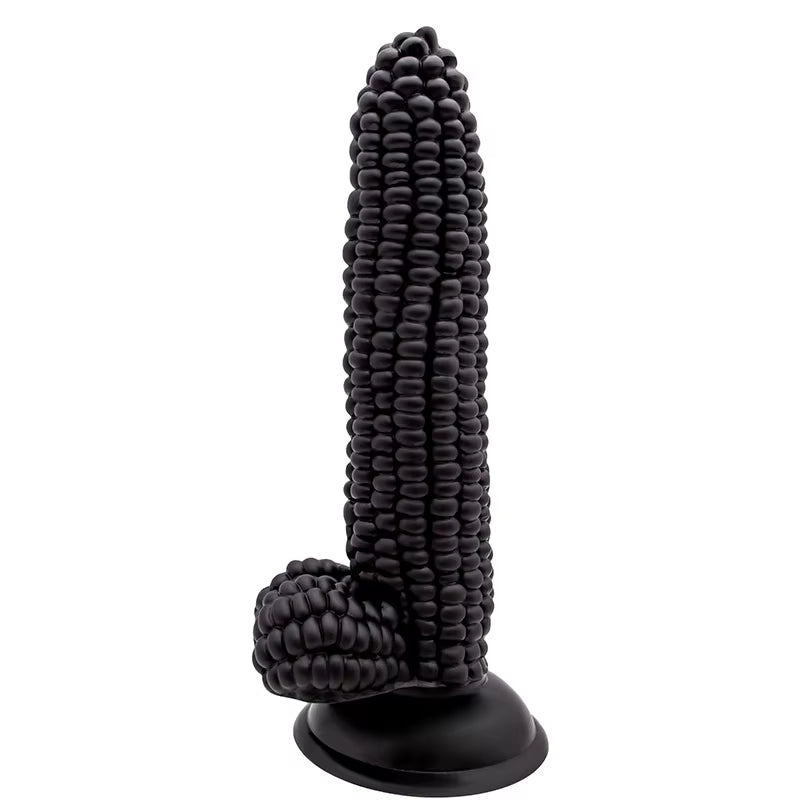 8 inch Corn Phallus Fruit Shape Crystal Dildo Pvc Material Anal Plug Toys Black Jelly Dildos for Women and Men