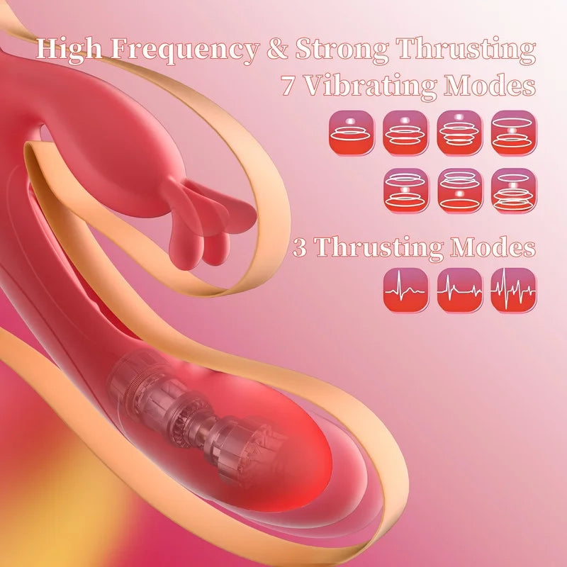 Female Sex Toys Thrusting Rabbit Vibrator for Women with 7 Powerful Vibrations & 4 Flapping Modes, Waterproof Adult Toy