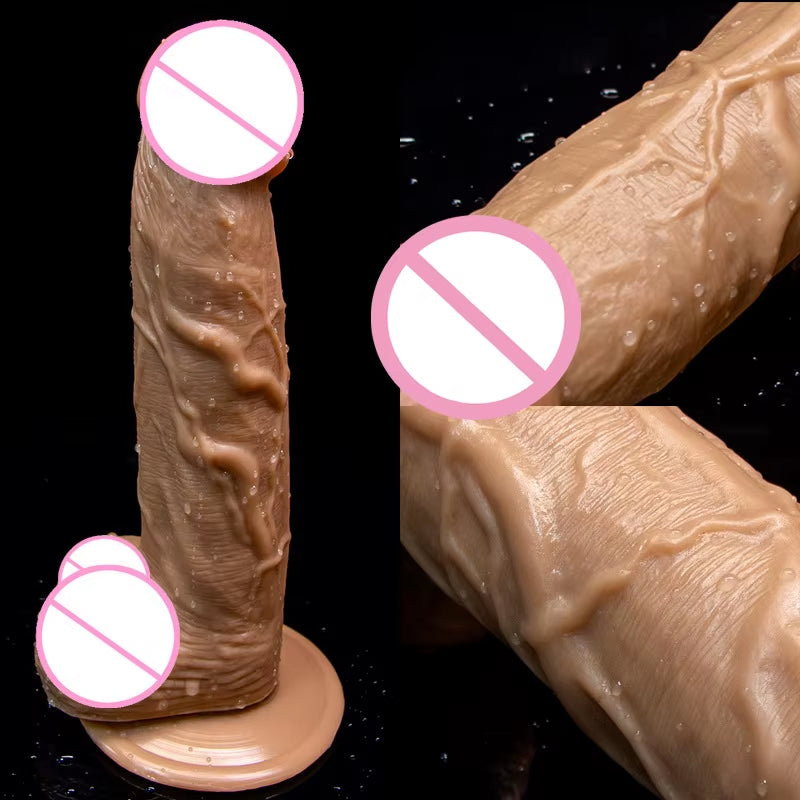 8 Inch Super Artificial Lifelike Soft Suction Cup Wearable Realistic Dildo for Couple