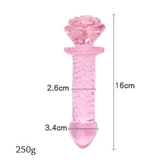Pink Flower Beaded Glass Crystal Butt Vaginal Dildo Adult Sex Toys Rose Plug Anal for Women
