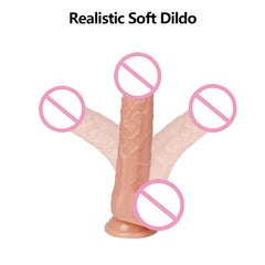 7.1 Inch Realistic Adult Sex Toy Body Safe G Spot Silicone Dildo with Strong Suction Cup Hands Free Play