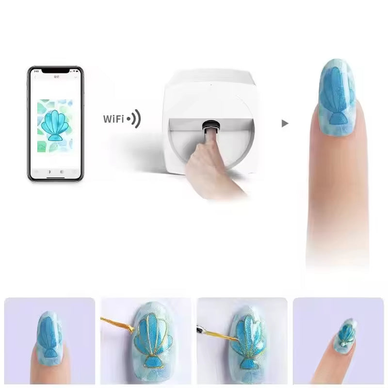 Portable 3D Digital Finger Printing Wifi Intelligent Machine Auto Electric Art Painting Print O2 Nail Art Printer
