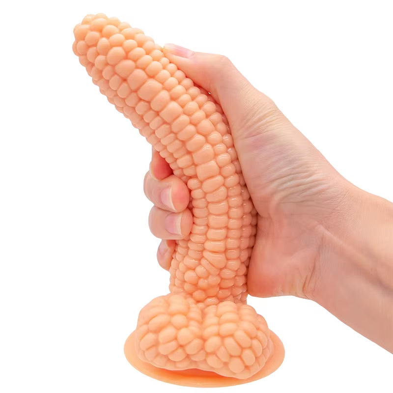 8 inch Corn Phallus Fruit Shape Crystal Dildo Pvc Material Anal Plug Toys Black Jelly Dildos for Women and Men
