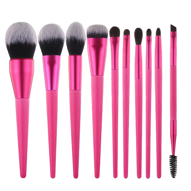 10 Pcs Wholesale Gorgeous Pink Makeup Brush Set Professional Vegan Brushes Kit Synthetic Hair Custom Private Label Services