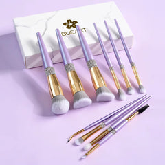 Gorgeous Professional Synthetic Hair 10 Piece Lilac Purple with Diamond Foundation Concealer Makeup Brush Set