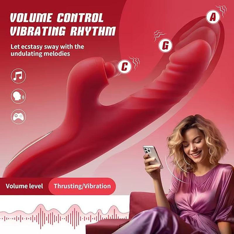 Best Price App Control Retractable Telescopic Dildo 5 Flapping Heat 10 Frequency Vibrator 7 Thrust G Spot Vibrator