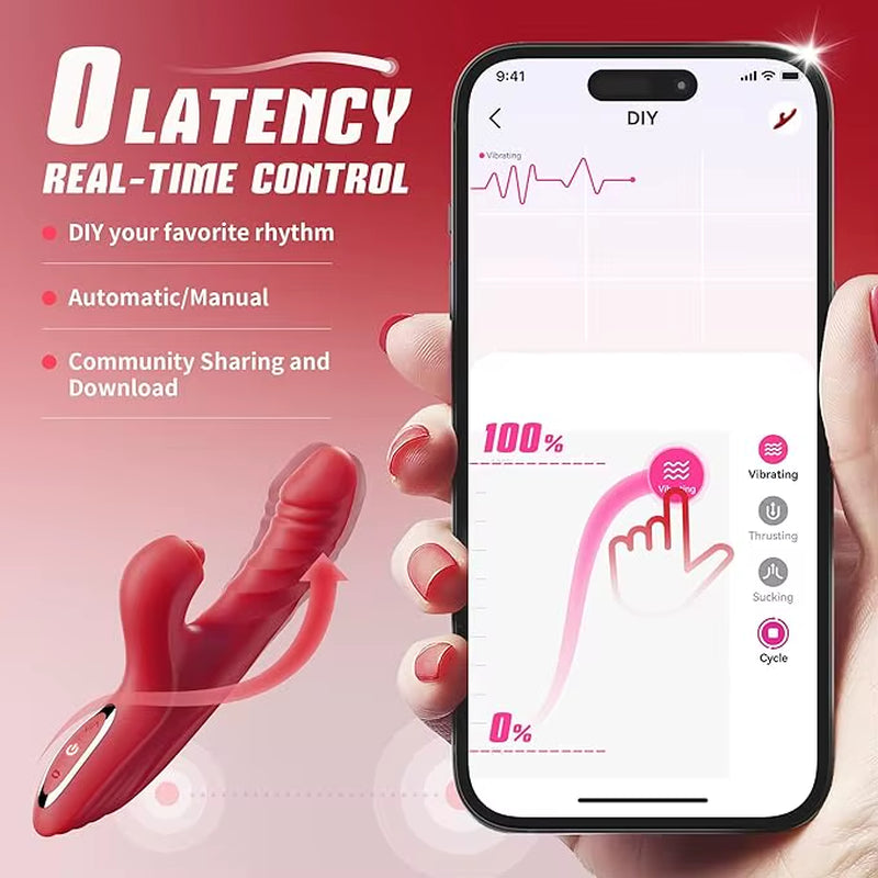 Best Price App Control Retractable Telescopic Dildo 5 Flapping Heat 10 Frequency Vibrator 7 Thrust G Spot Vibrator