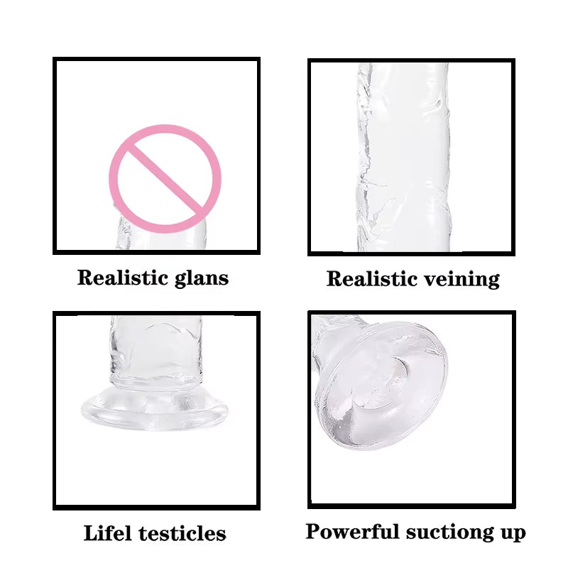 Realistic Clear Dildo with Suction Cup Dildo Para Mulheres
