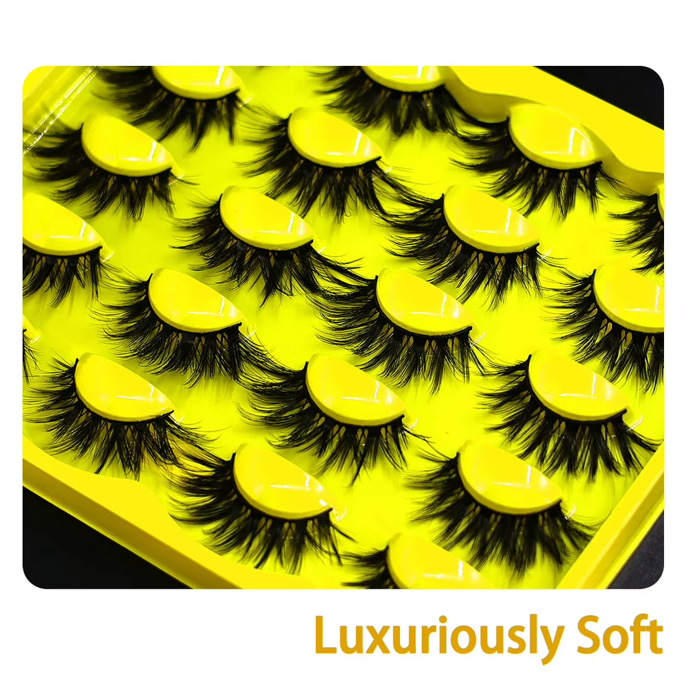 Natural Long Length 12-20Mm 3D Mink False Eyelashes Handmade 0.07MM Thickness Synthetic Silk Cruelty-Free Black Cotton Band