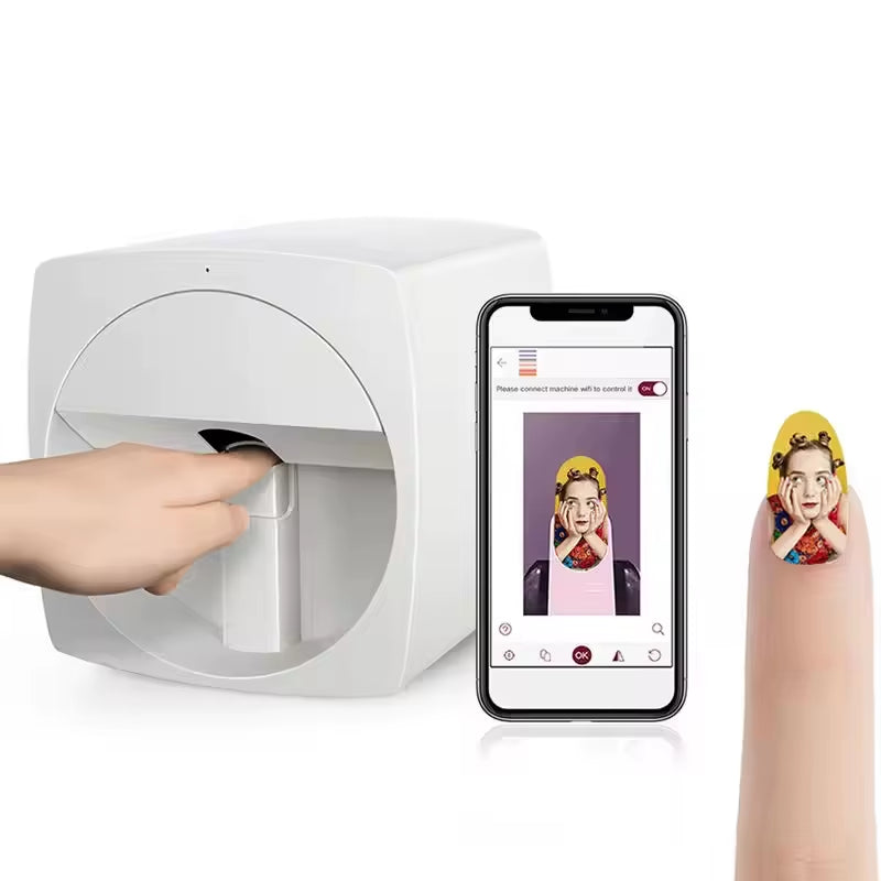 Portable 3D Digital Finger Printing Wifi Intelligent Machine Auto Electric Art Painting Print O2 Nail Art Printer